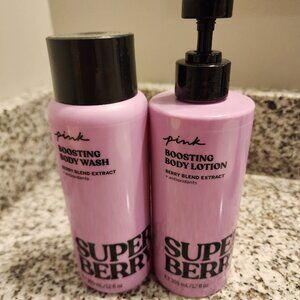 Pink Super Berry Boosting Body Wash, and Lotion